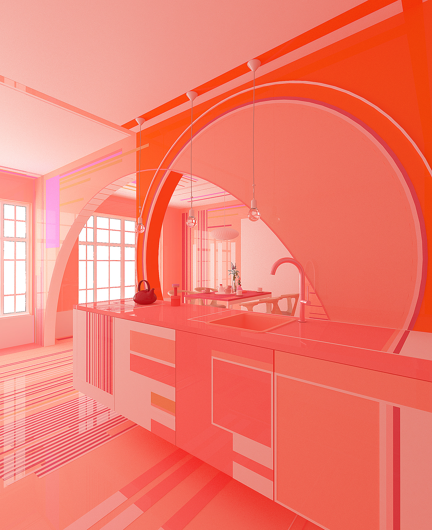 coral pantone LivingCoral coloroftheyear2019 interiordesign art contemporaryart digitalart house kitchen