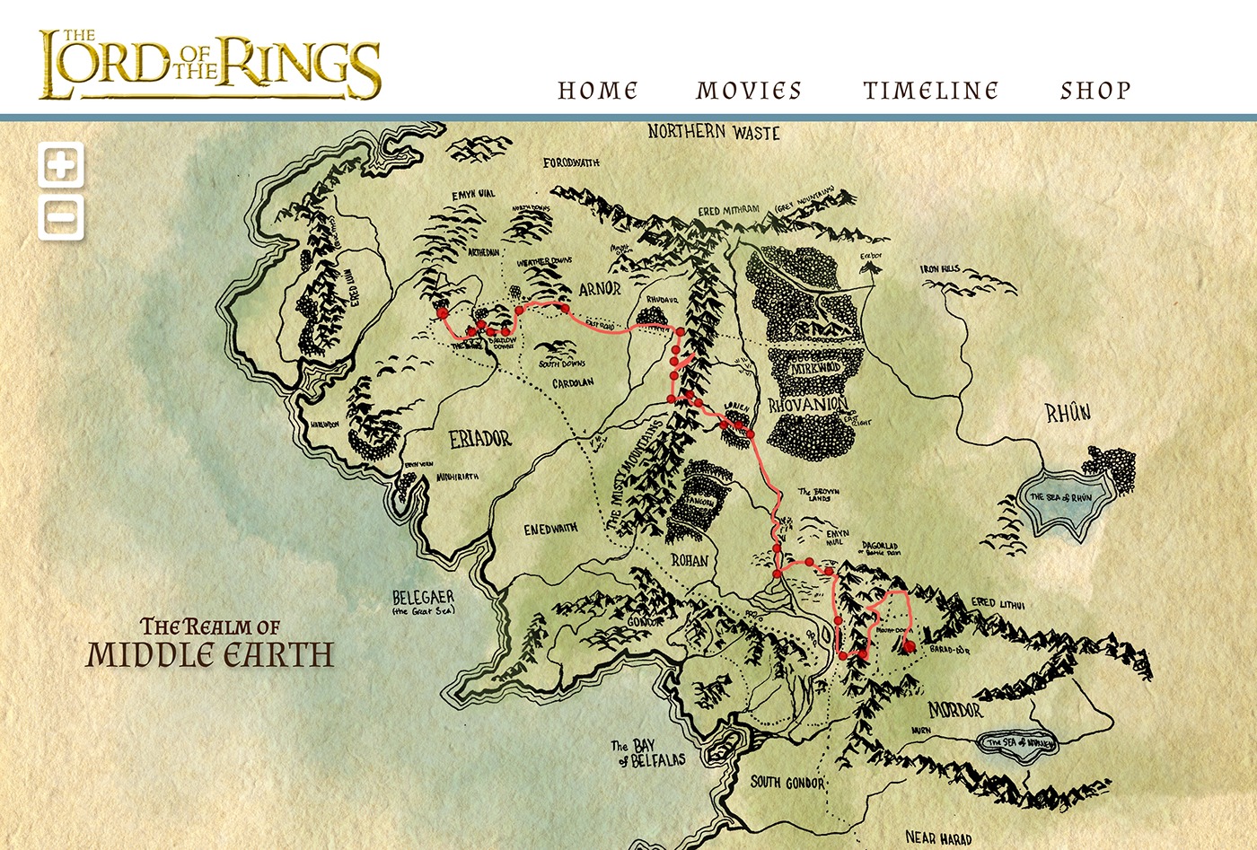 frodo's trip map