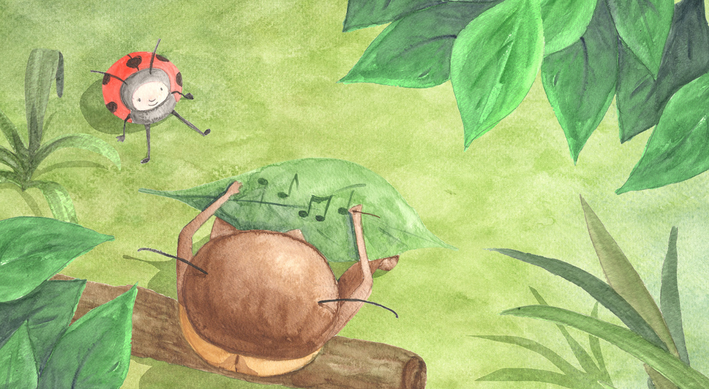 watercolor ILLUSTRATION  Cricket ant Picture book