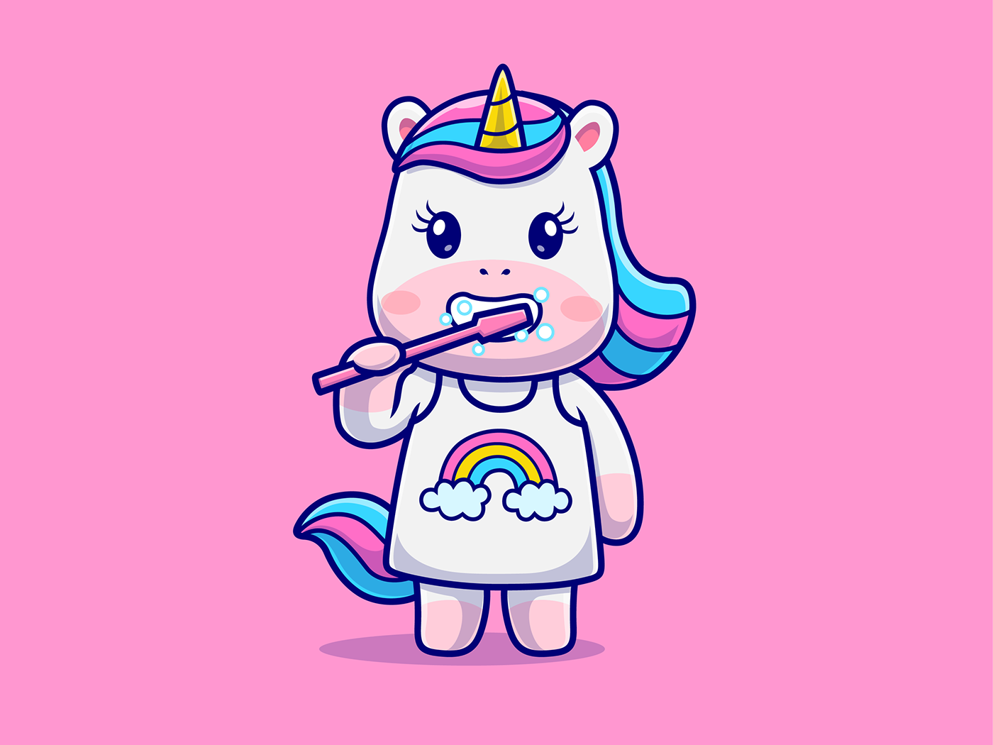animal cute Icon ILLUSTRATION  lion logo teeth toothbrush toothpaste unicorn