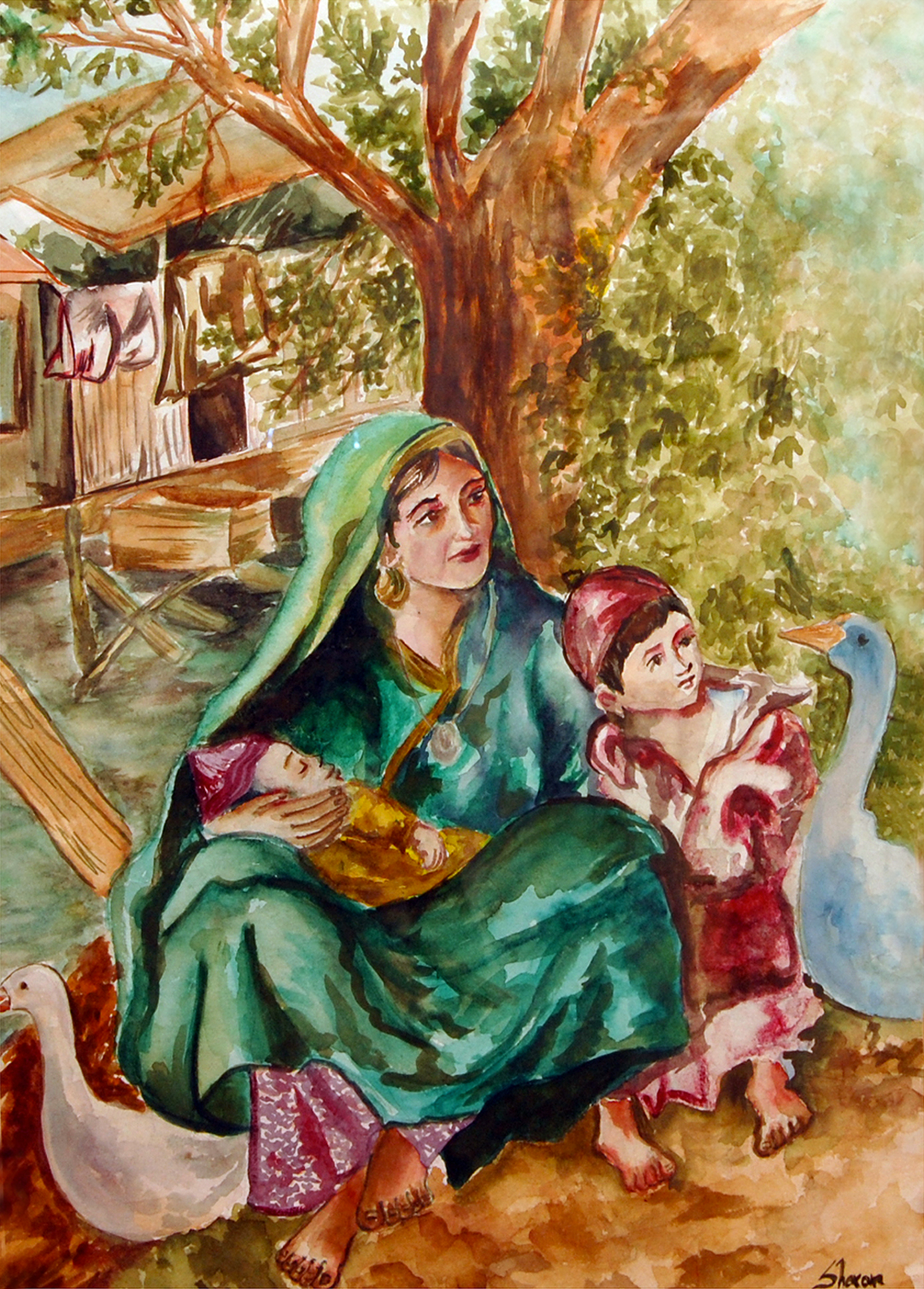 watercolor art painting   indian culture