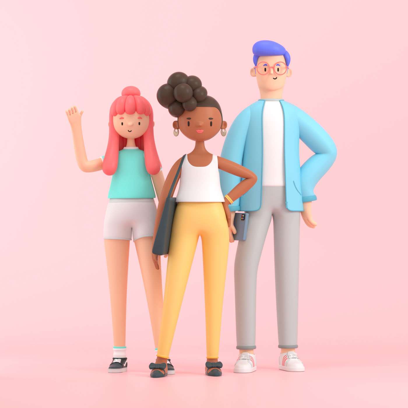 3D c4d characters funny illustrations people
