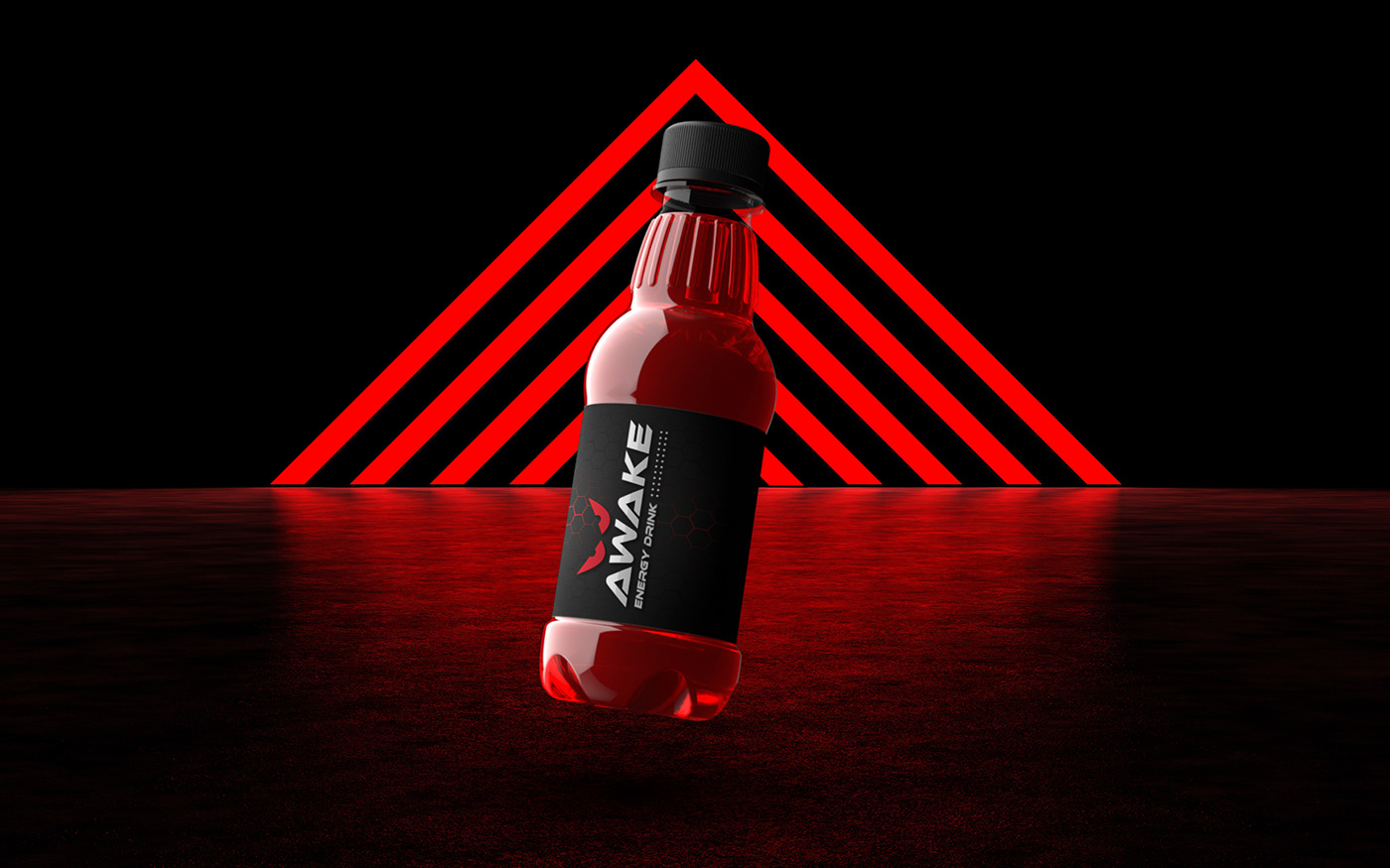 awake bottle brand identity energy energy drink Packaging packaging design red and black