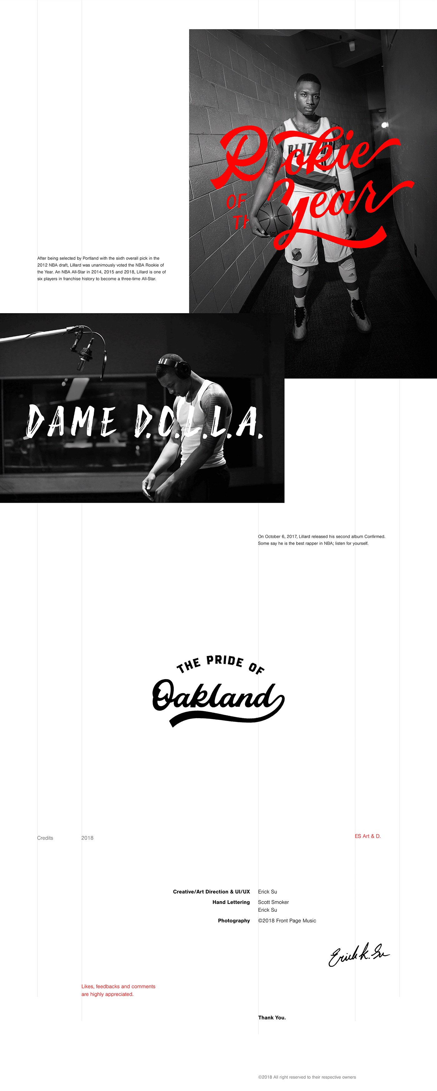 damian Lillard ux UI HAND LETTERING Web Design  rap Dame D.O.L.L.A NBA