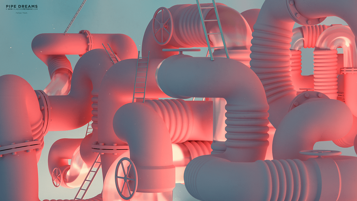 dreams surrealism surreal pipes 3D abstract Candy Adobe Dimension