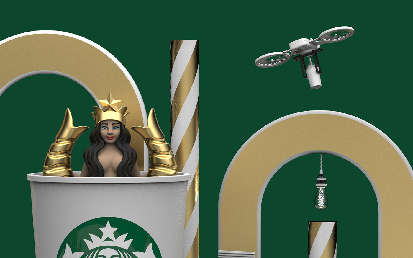 3D CGI Coffee design Render starbucks