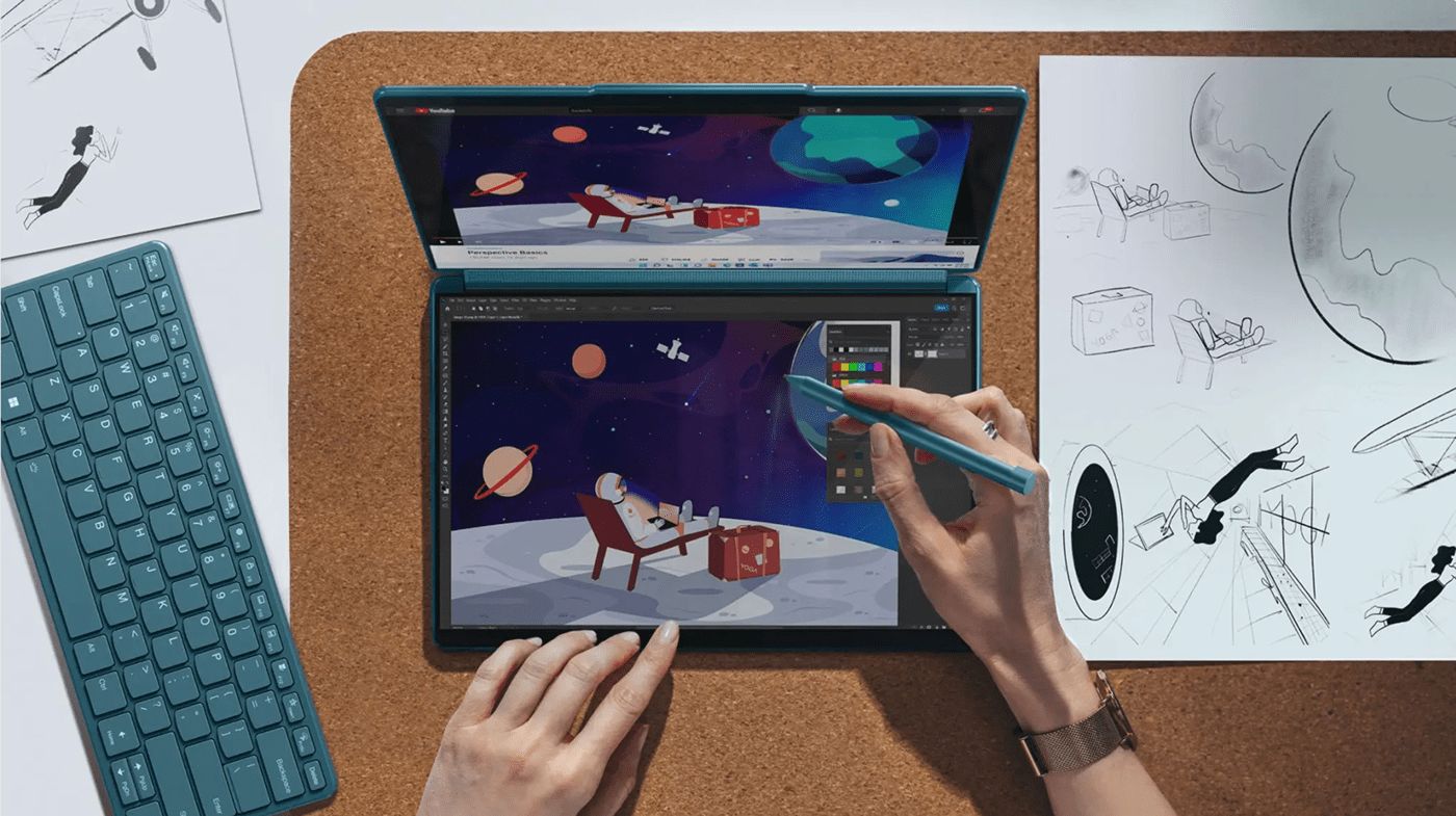 adobe illustrator artwork commercial illustration Digital Art  digital illustration Formula 1 Lenovo Space  vector yogabook