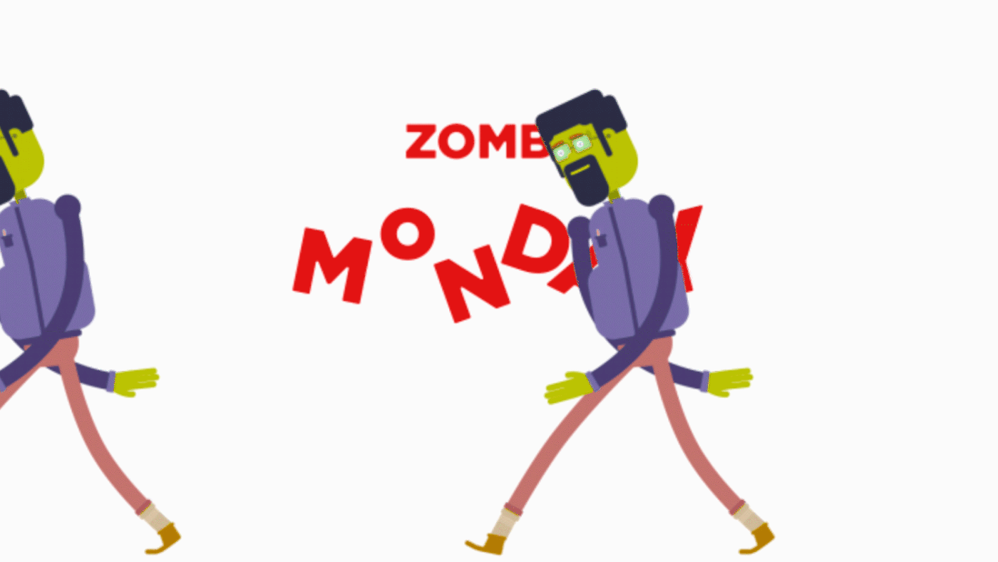 stickers Emoji animation  motion Character zombie Monday gif 2D flat