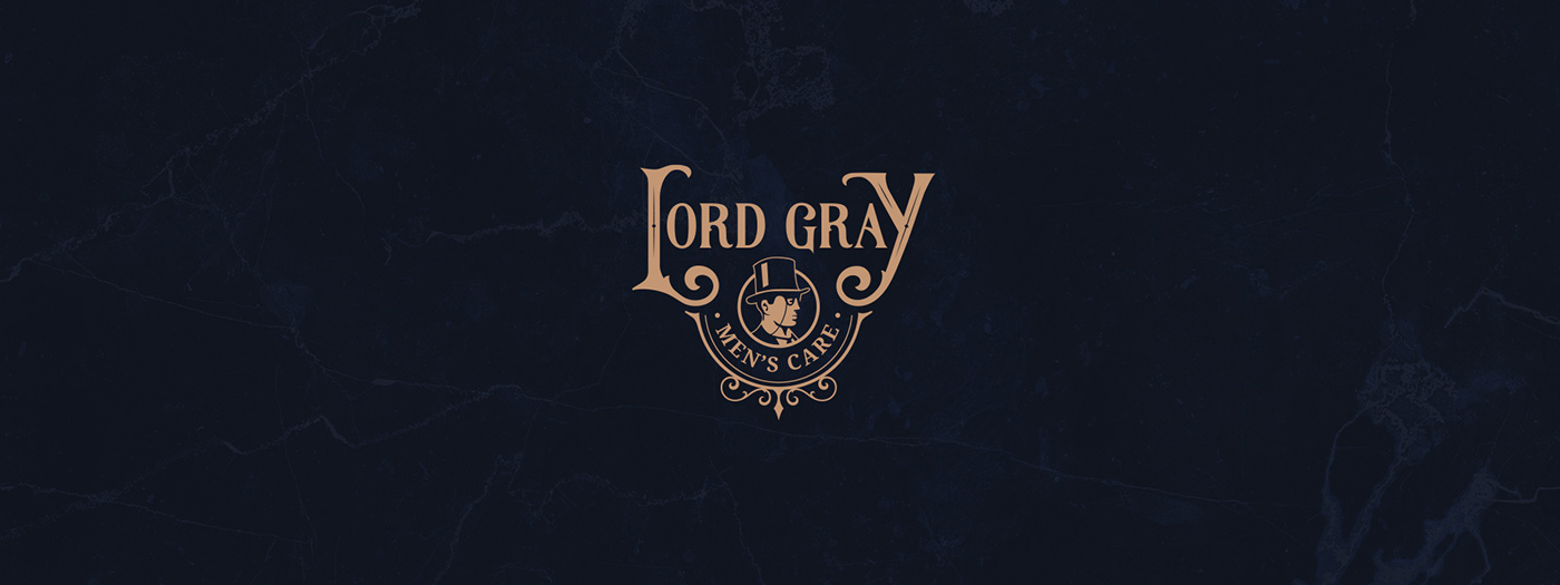 Lord Gray branding  men skincare cosmetics Packaging foil Webdesign Victorian logo