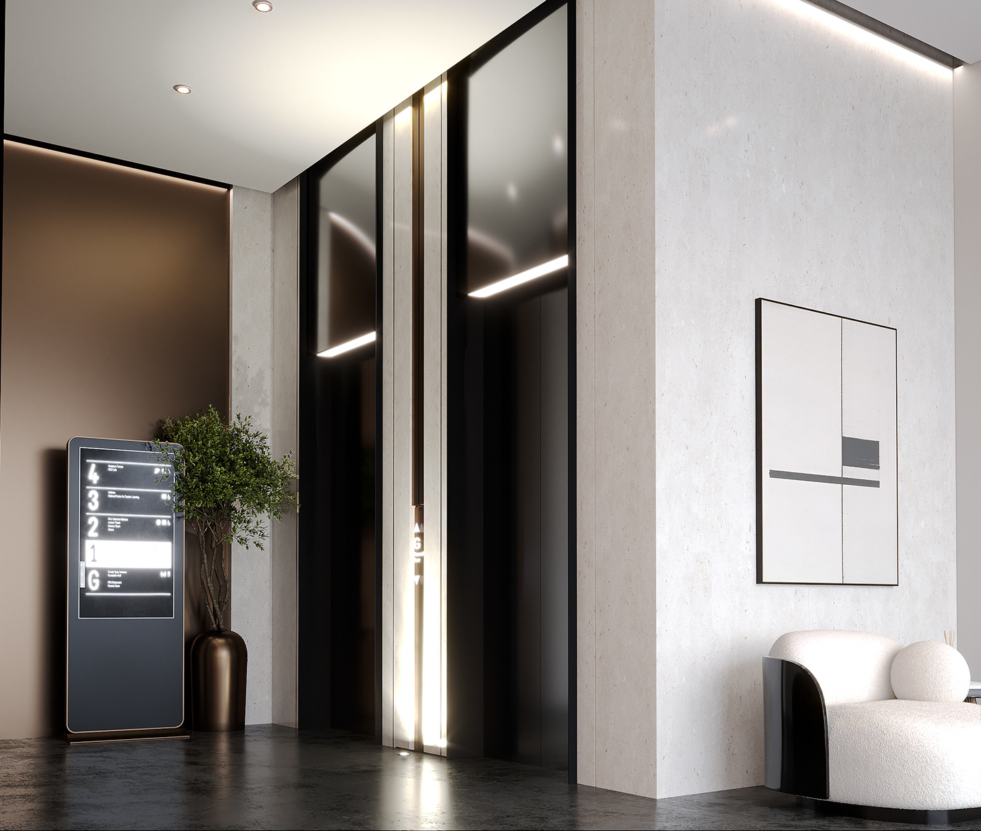 Entrance Interior modern visualization Render interior design  reception design elegant luxury