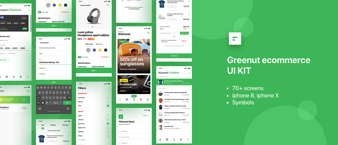 ui kit shopping ui kit ecommerce ios app iPhone x iOS App UI shopping app purchase ui kit landing page payment checkout app