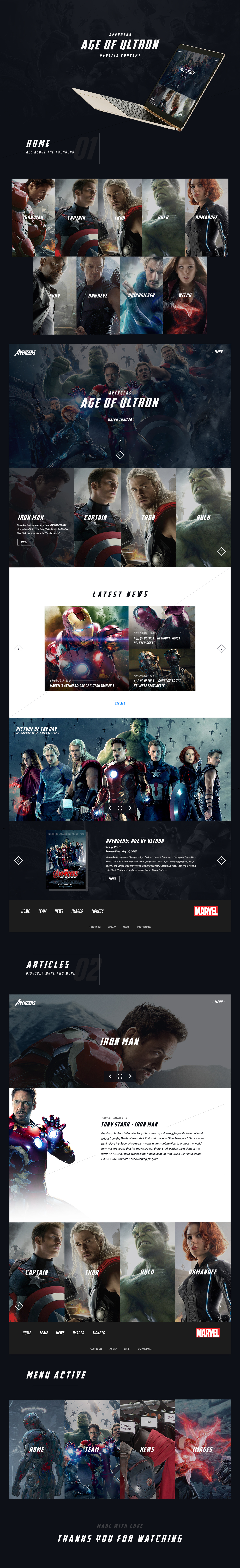 Avengers UI dark website age of ultron landingpage Movies