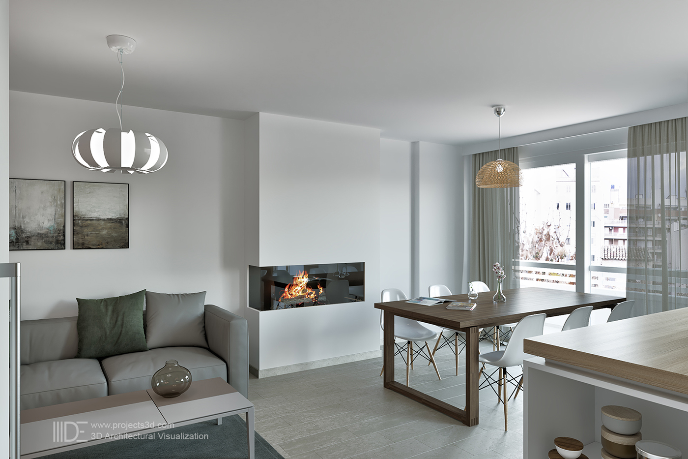 apartment design Interior 3D architectural visualization 3dsmax vray