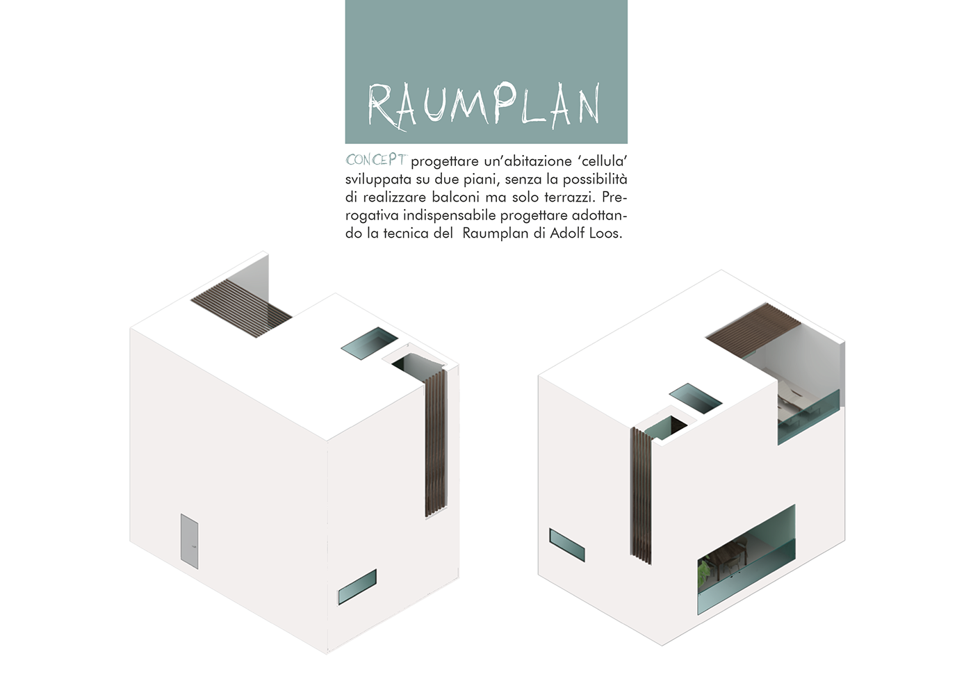 interior design  Raumplan university project architecture architectural design 3D Rhinoceros 3d modeling Render vray