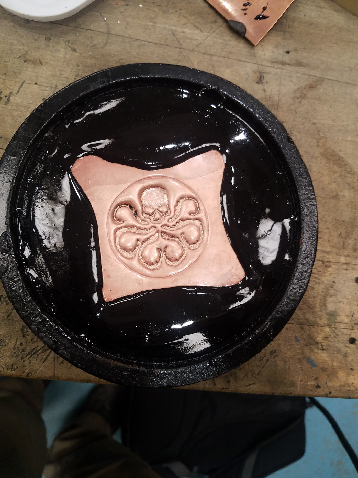 copper repousse patina
