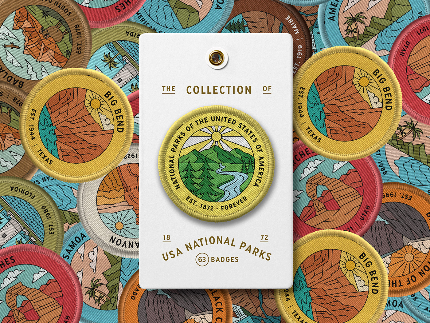 Badges ILLUSTRATION  apparel design merchandise patch Embroidery print Clothing National Park