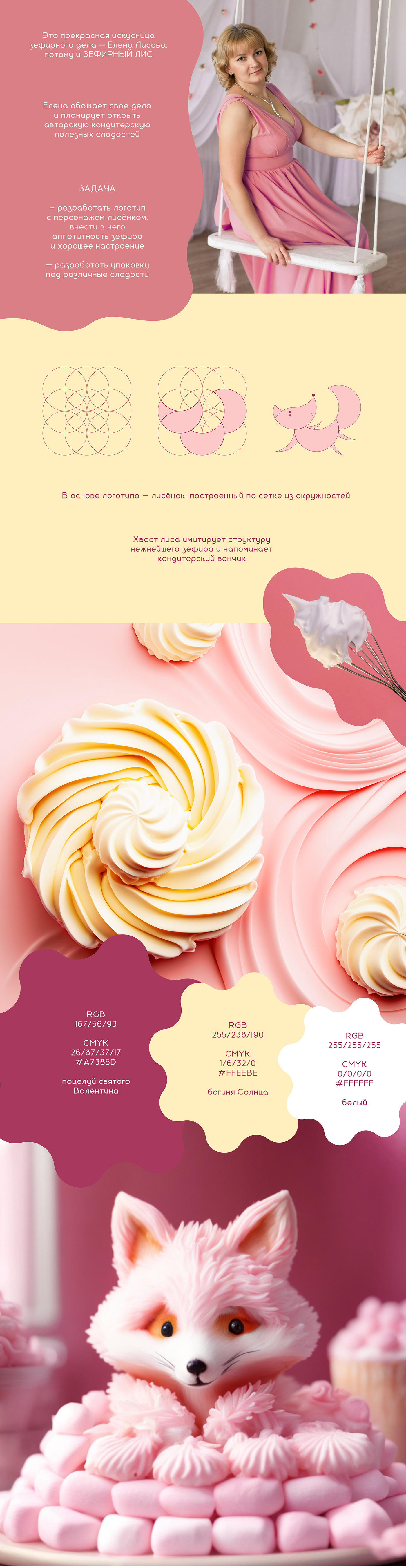 Food  Logo Design зефир упаковка логотип кондитерская розовый нежность сладости дизайн упаковки