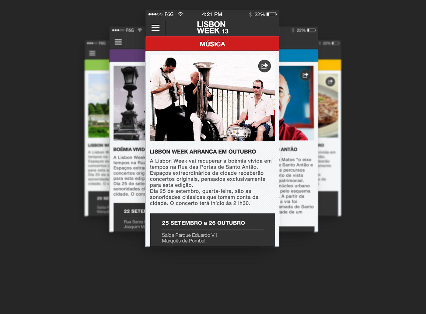 lisbon week Lisbon week app mobile Interface ux UI digital culture gastronomy agenda filipe filipesj ios