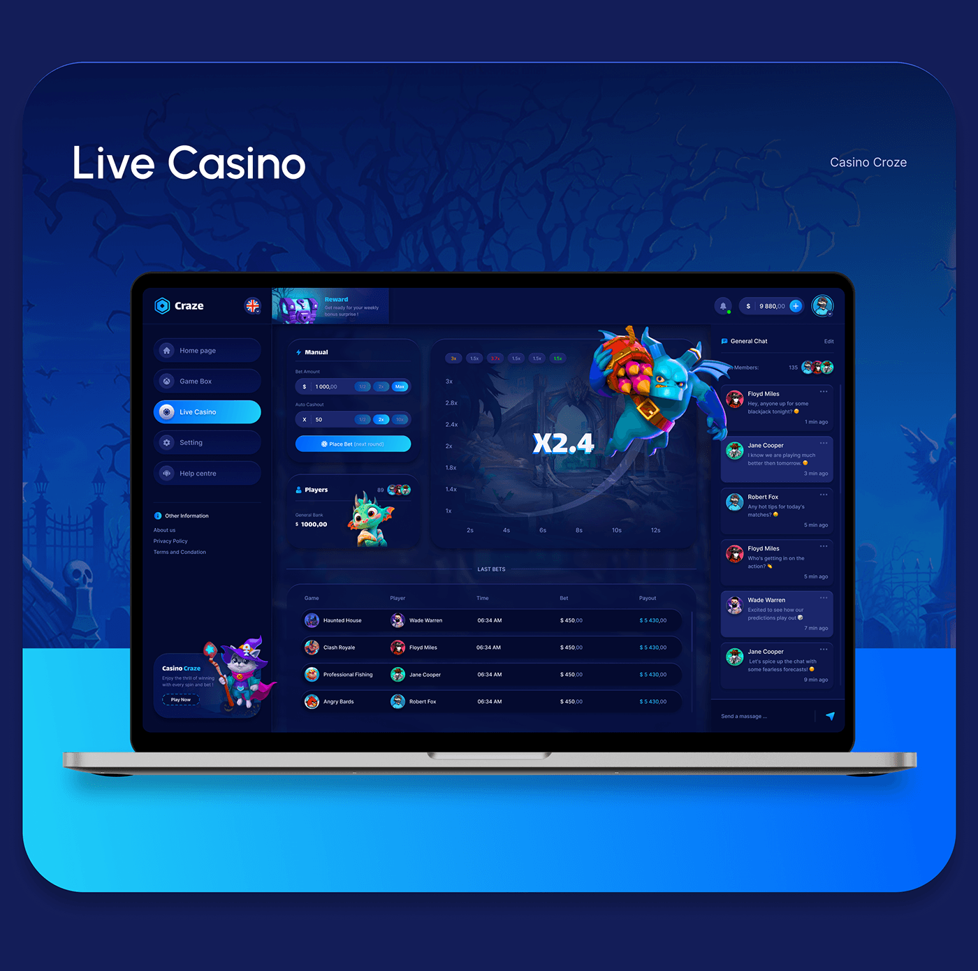 casino game dashboard Slots betting gamble Gaming Dashboard UI/UX crypto dashboard casino dashboard
