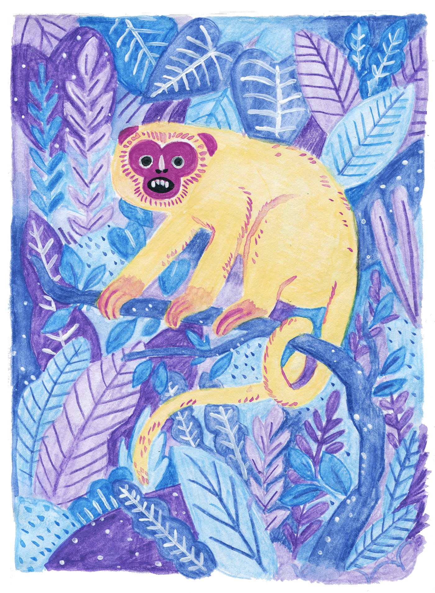 watercolor animals jungle Nature bookillustration children's book