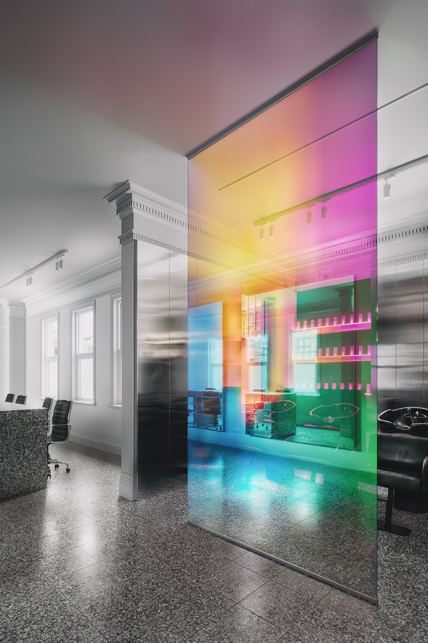 3ds max archviz CGI corona render  dichroic dichroic glass glass interior design  Render visualization