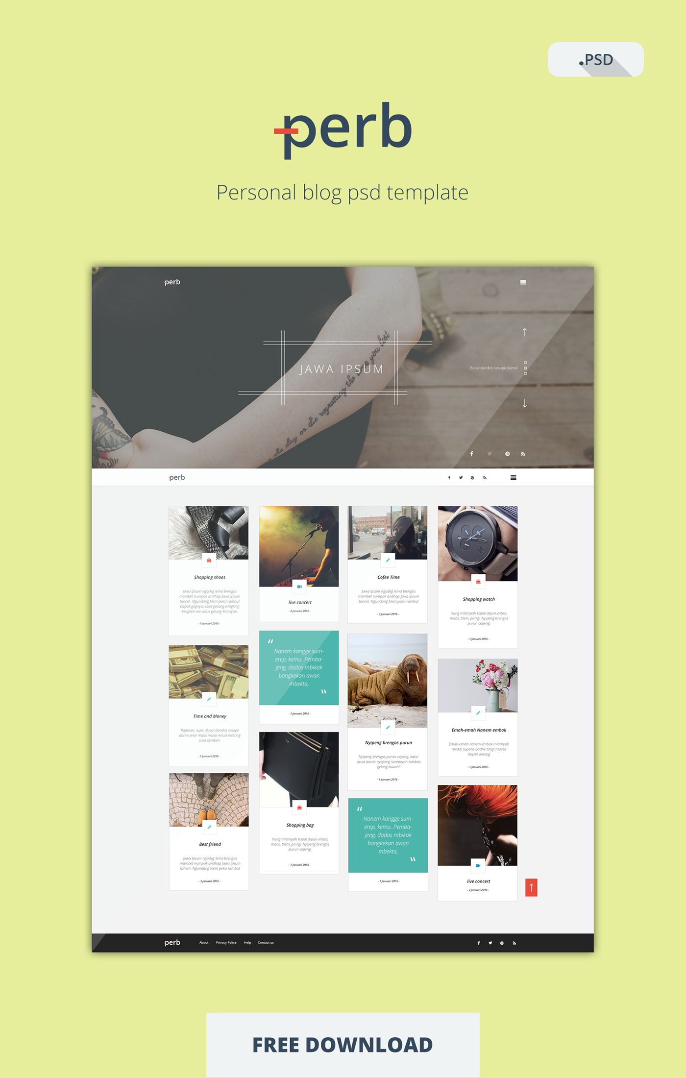 free psd template personal blog