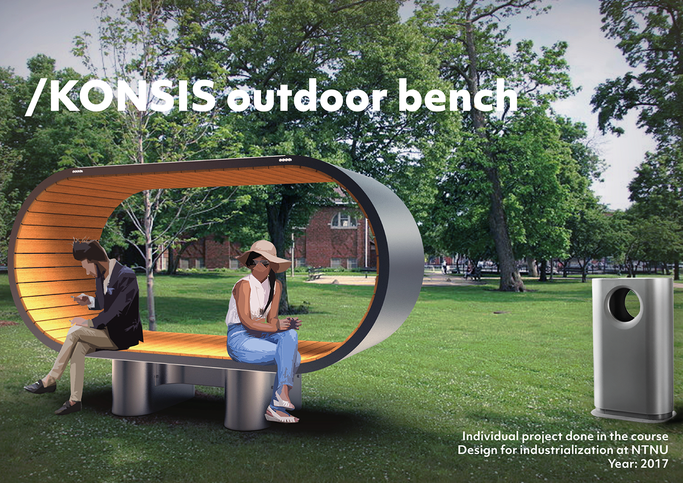 konsis bench outdoor bench furniture Urban Design industrial design  industridesign product design  Produktdesign Møbeldesign