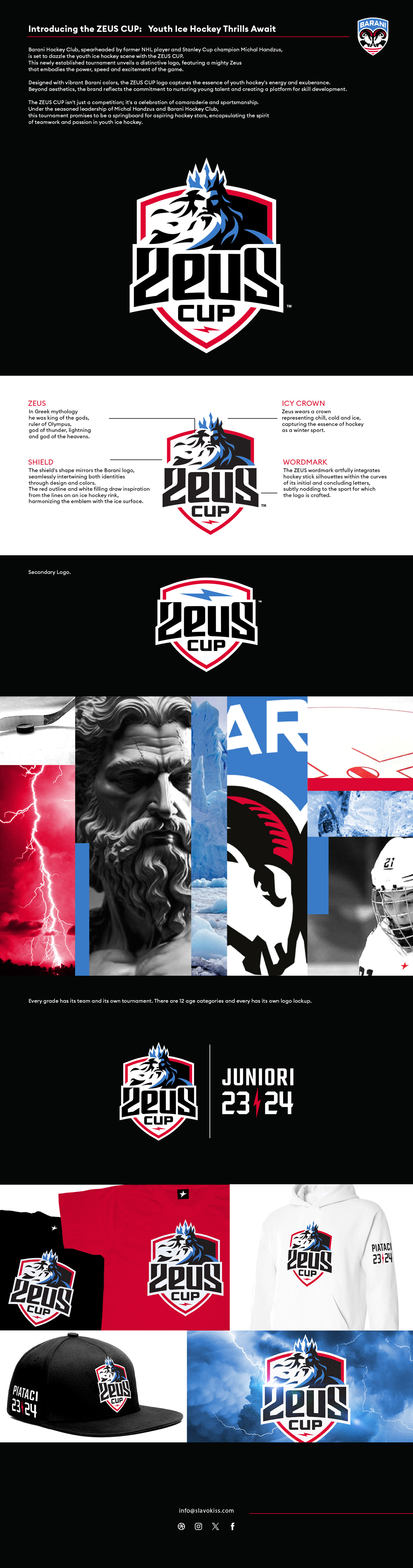 hockey branding  Sports logo brand identity Graphic Designer visual identity Tournament sports Slavo Kiss Zeus Cup