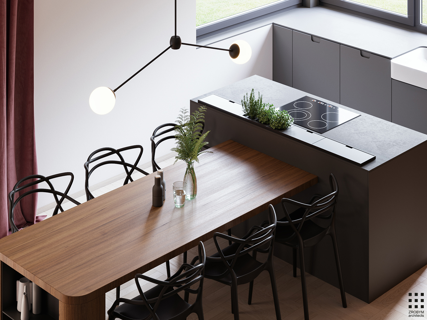 Interior modern design kitchen visualization CG Render CoronaRender 