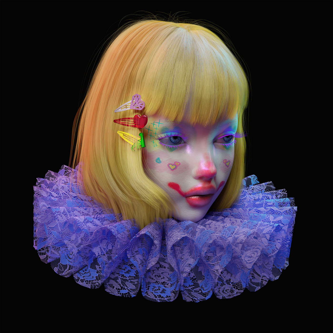 human face blender 3D Render CGI poster design Graphic Designer