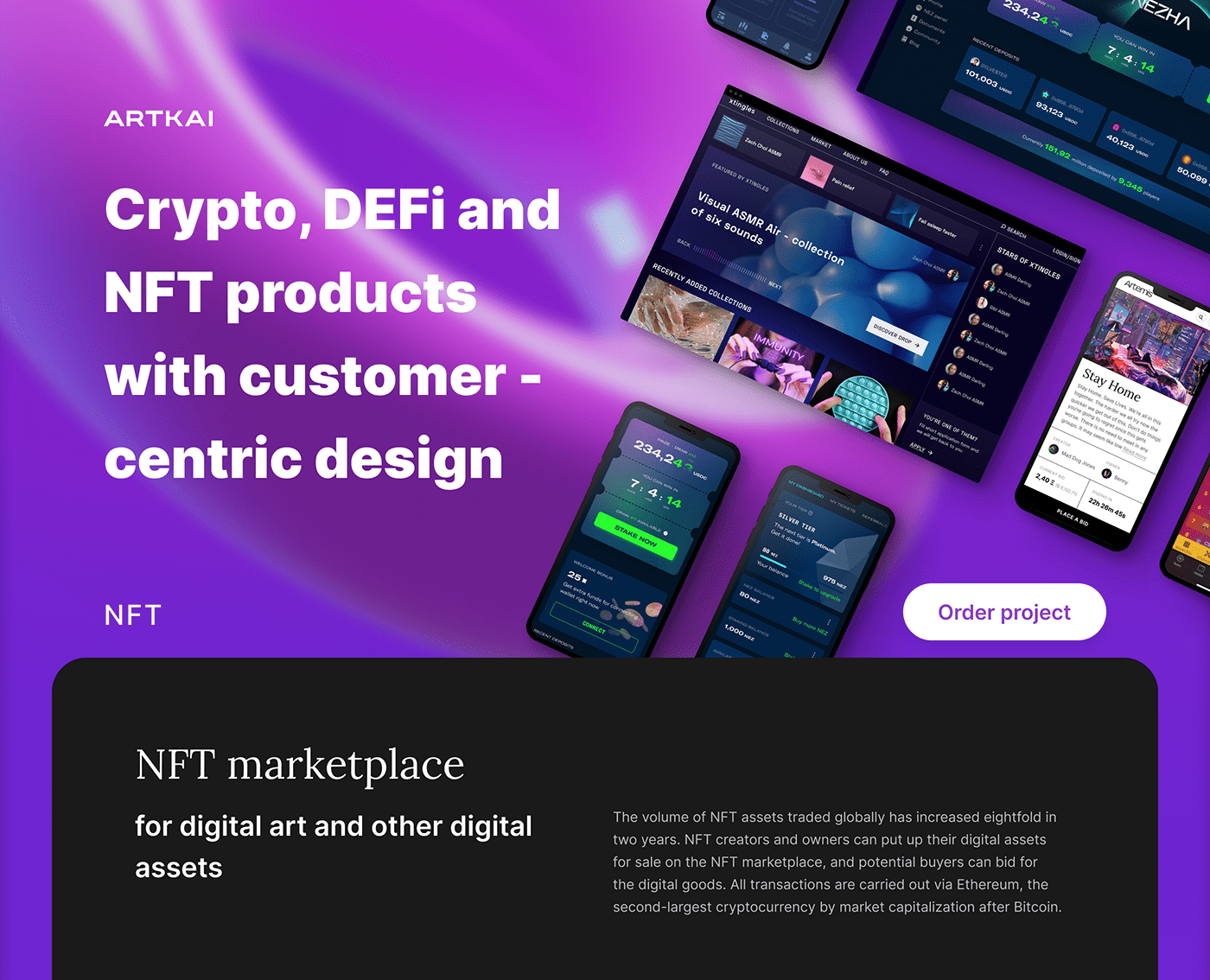 artkai blockchain crypto finance Fintech nft trading UI ux Web Design 