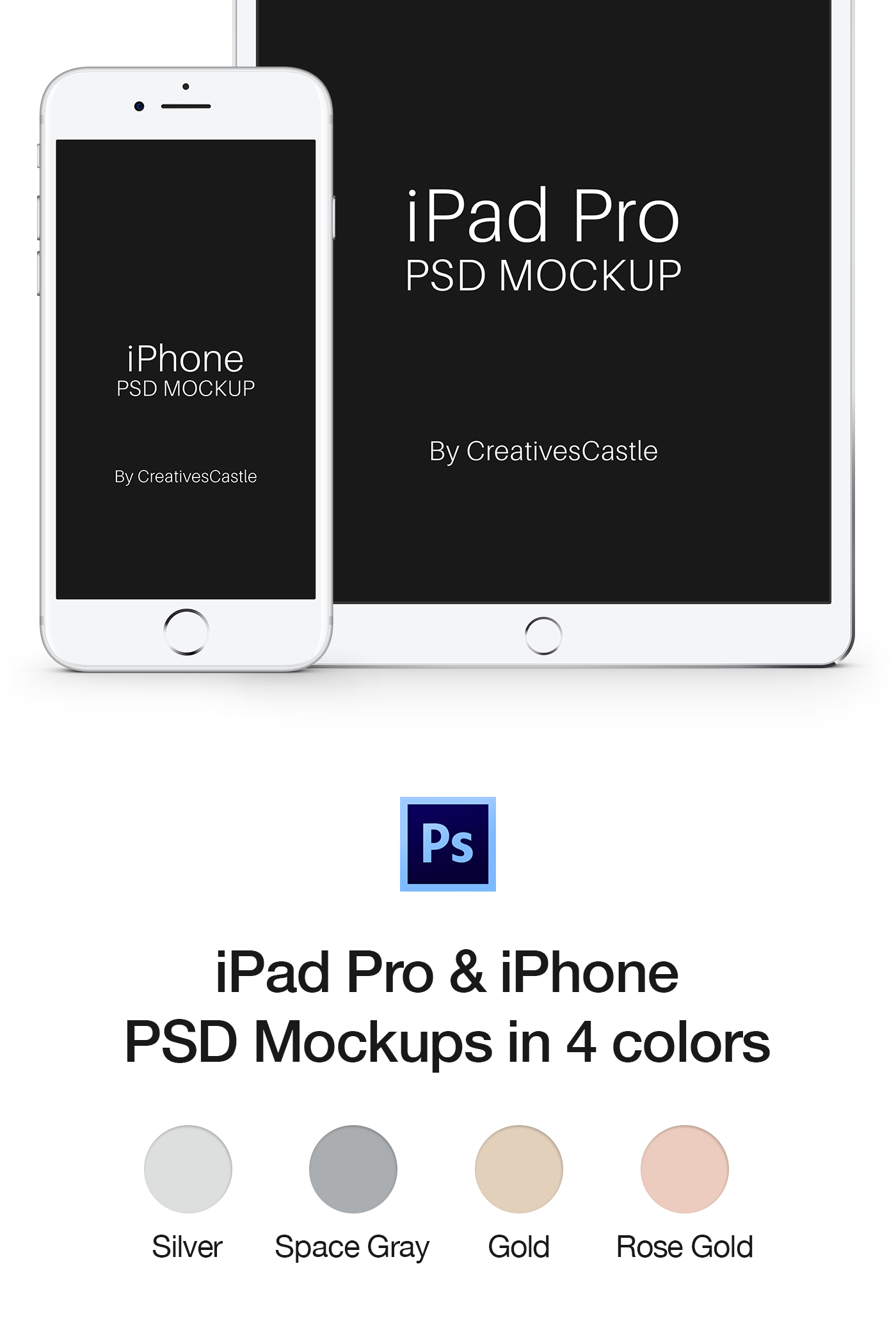 iPad pro iphone psd Mockup rose gold silver Space Gray presentation