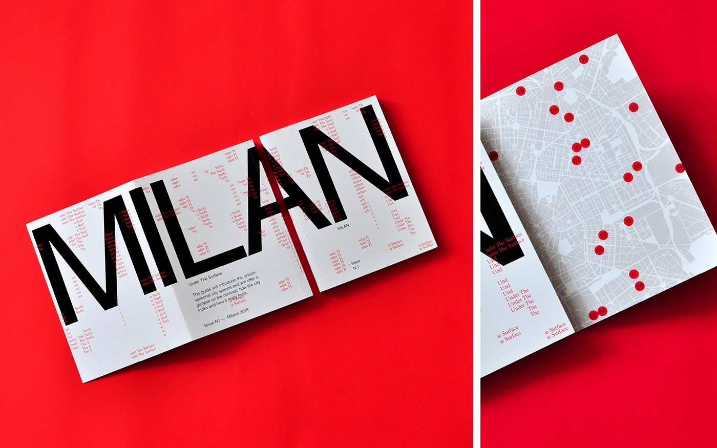 graphic design  book Guide print milano Travel surface typography   type