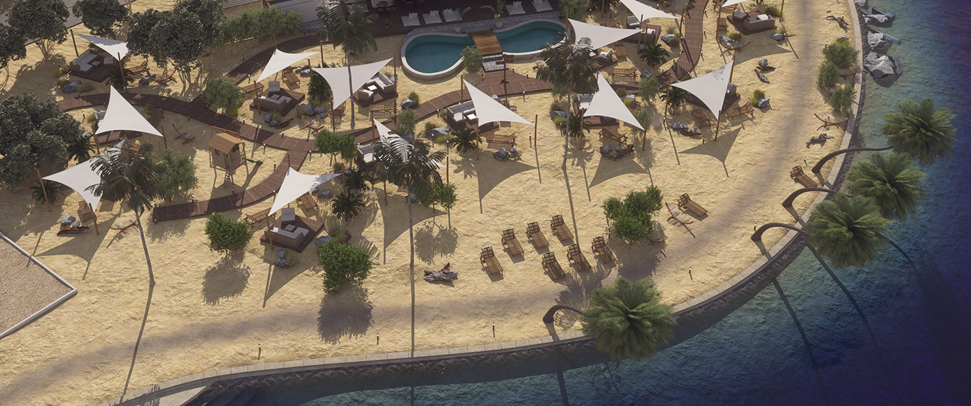 beach Landscape 3D palm sand environment lounge summer