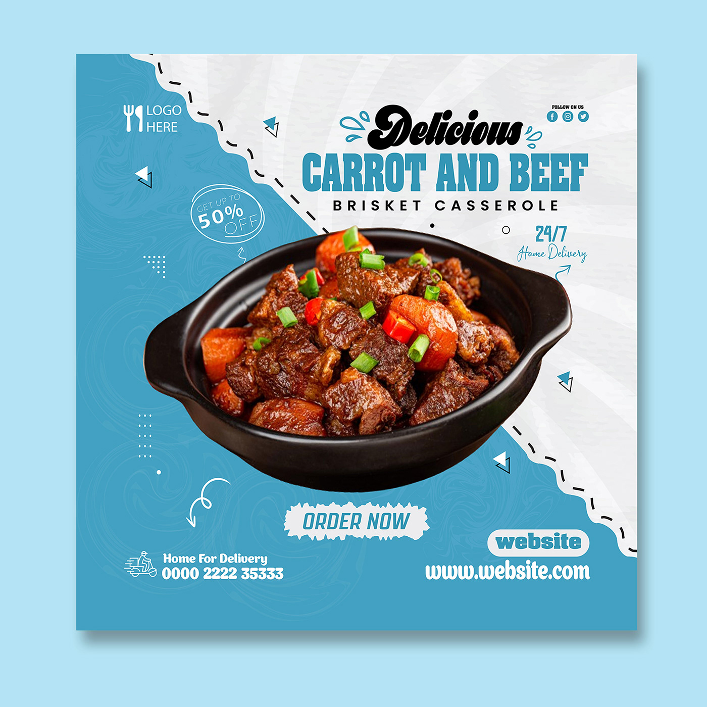 Delicious Carrot and Beef Brisket Casserole social media post