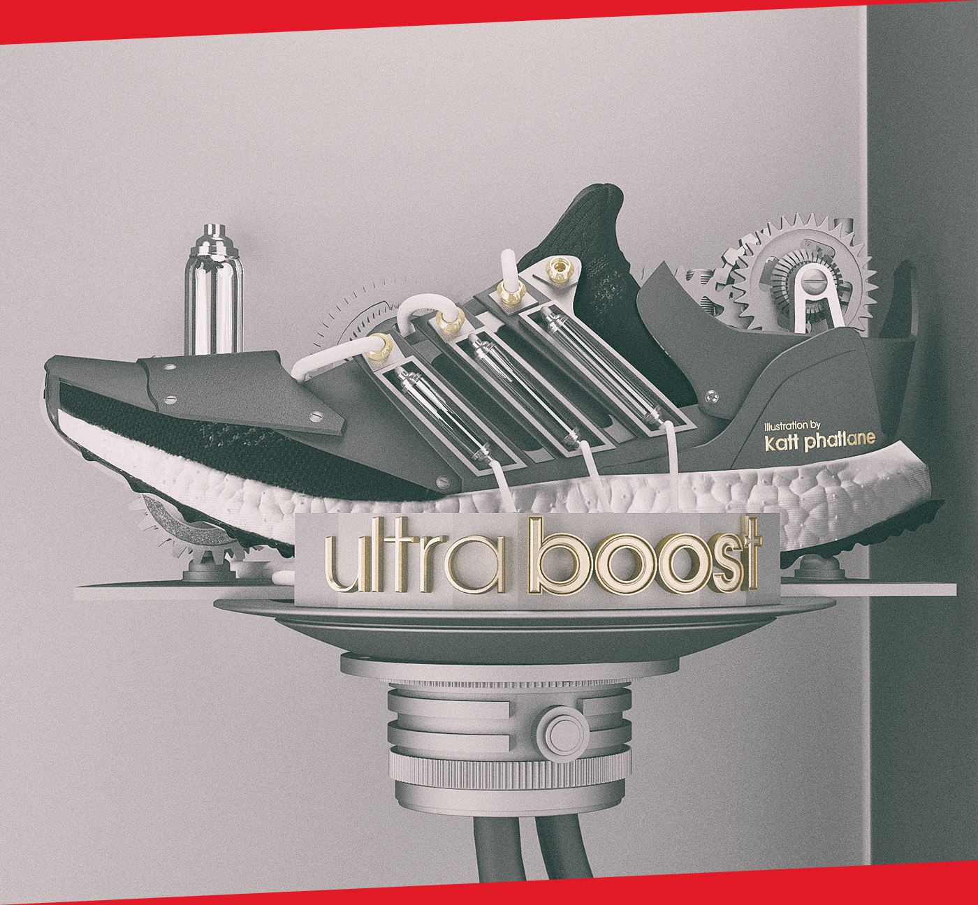 Utlra Boost adidas trainer athletics running red adidas ultra boost gears cog