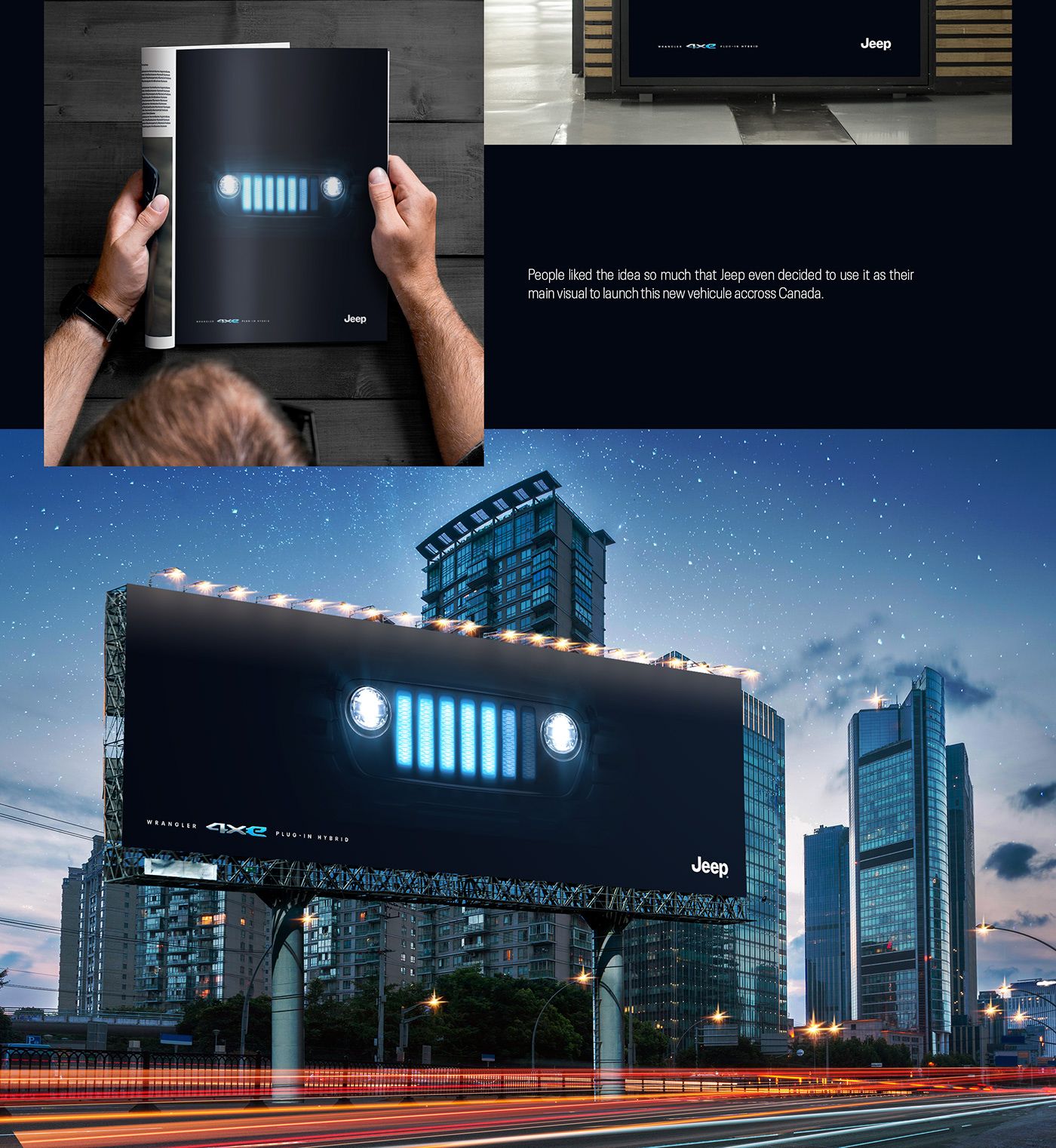 Advertising  automotive   billboard car charging electric electricity jeep stunt Wrangler