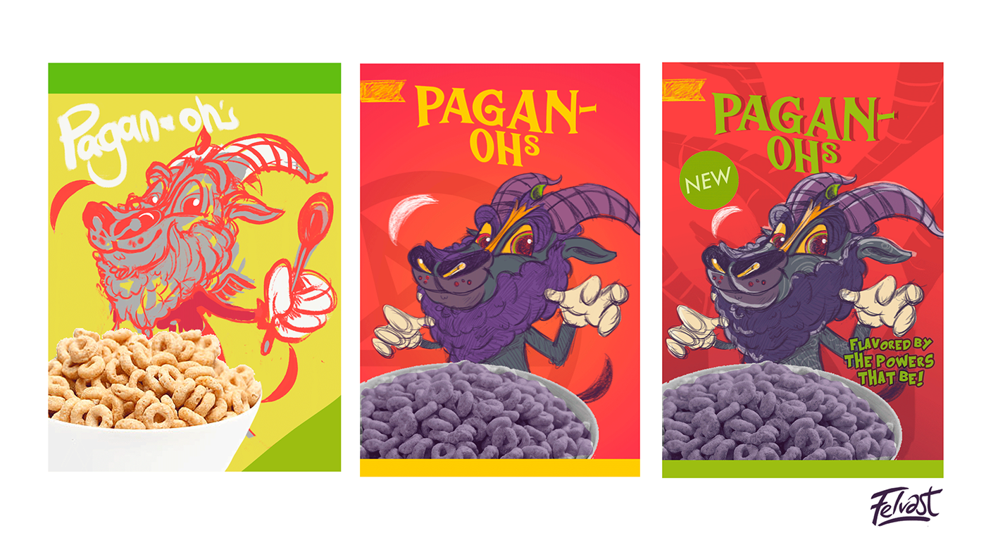 Character Cereal Mascot occult Character design  animal product turnaround Baphomet