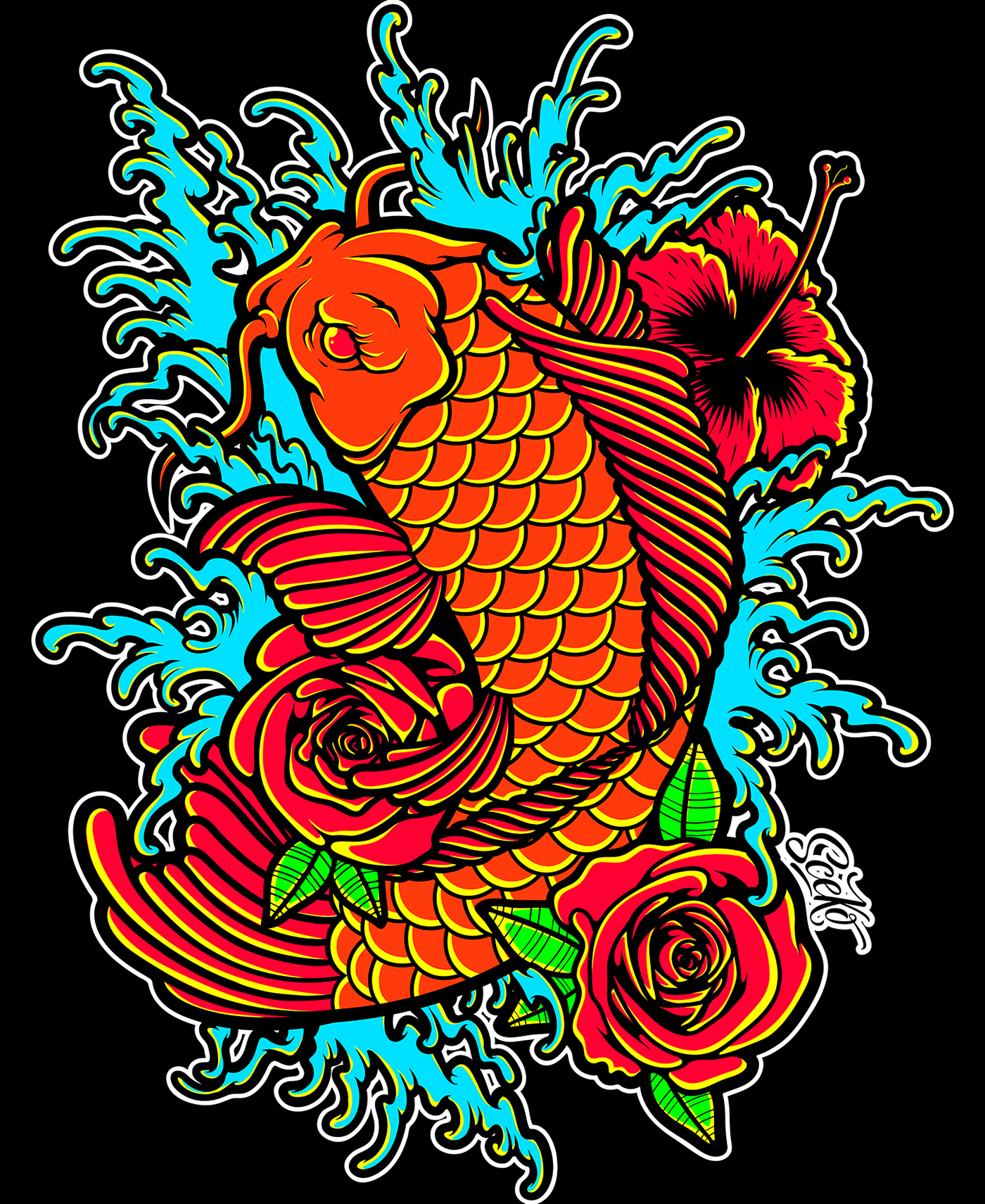 snake vector koi Roses skull tattoo oriental Flowers design