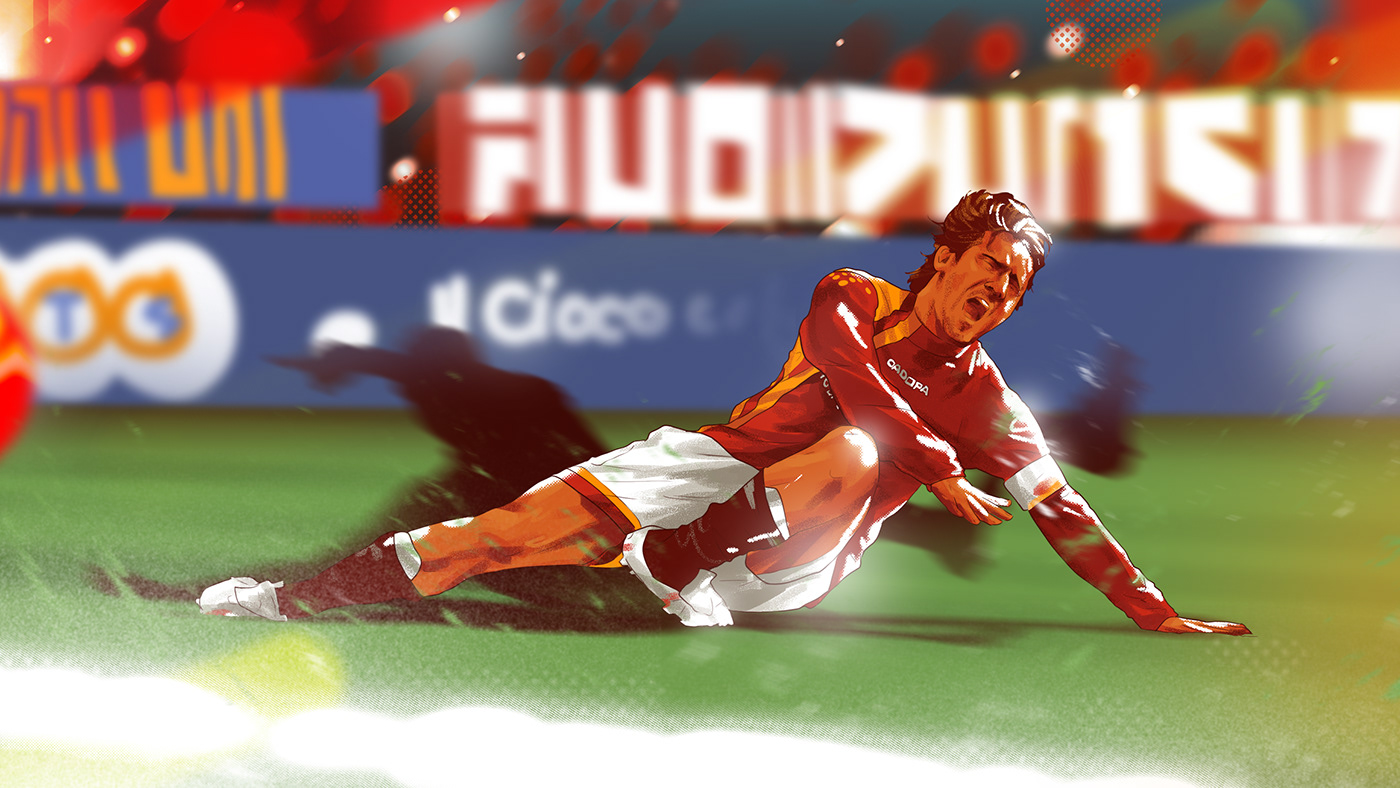 totti roma Italy soccer football sports digital illustration