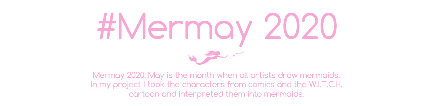 Adobe Photoshop cartoon Character design  comics girl illustrate mermaid pink Procreate witch