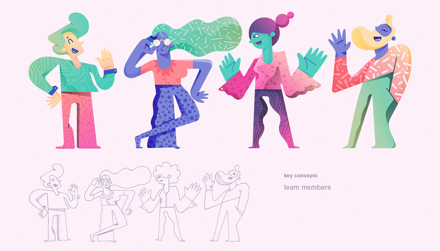 ILLUSTRATION  Web gradients characters web illustration photoshop colorful