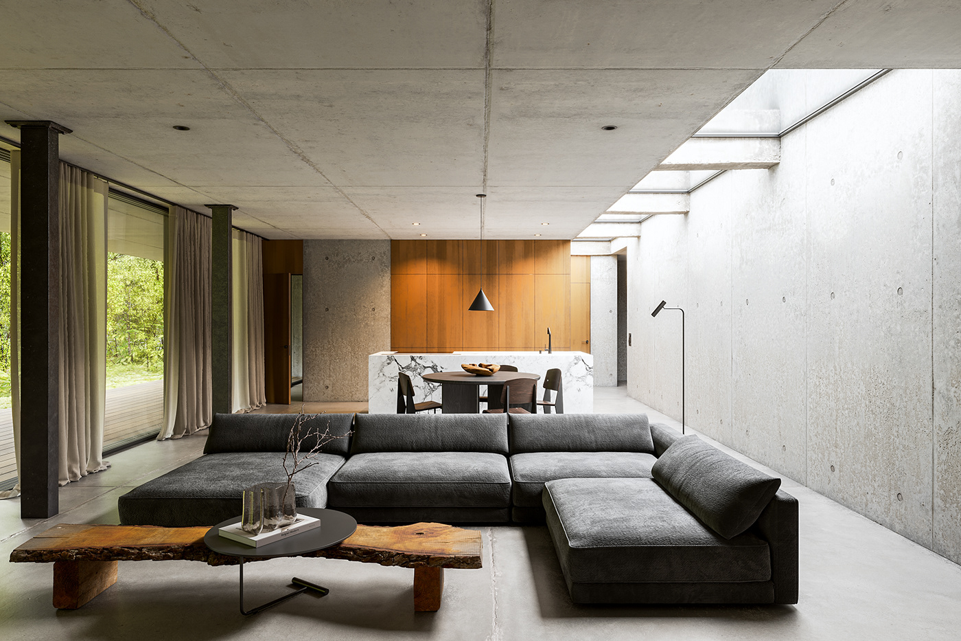 3D 3ds max architecture CGI design Interior forest living room Render visualization