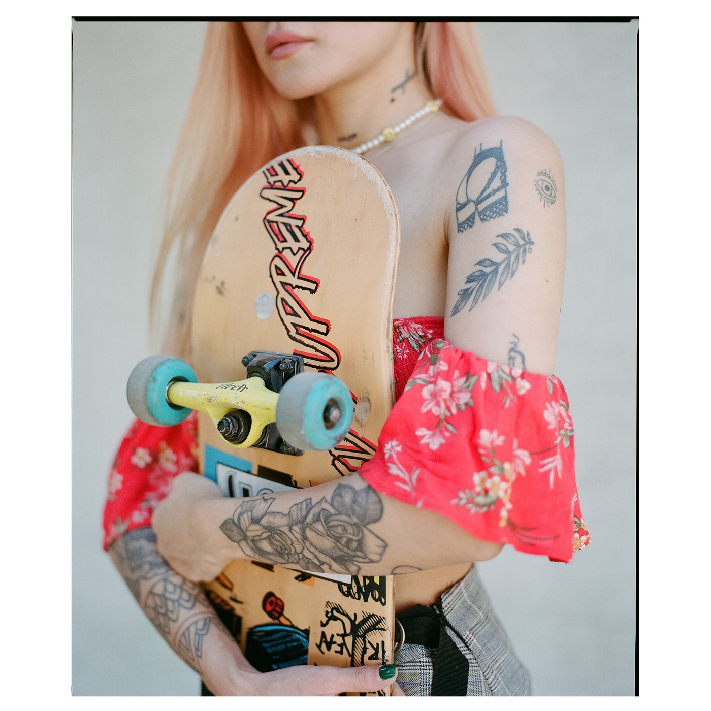 Film   girl Kodak Portra 400 Mamiya RZ67 portrait skateboard tattoo