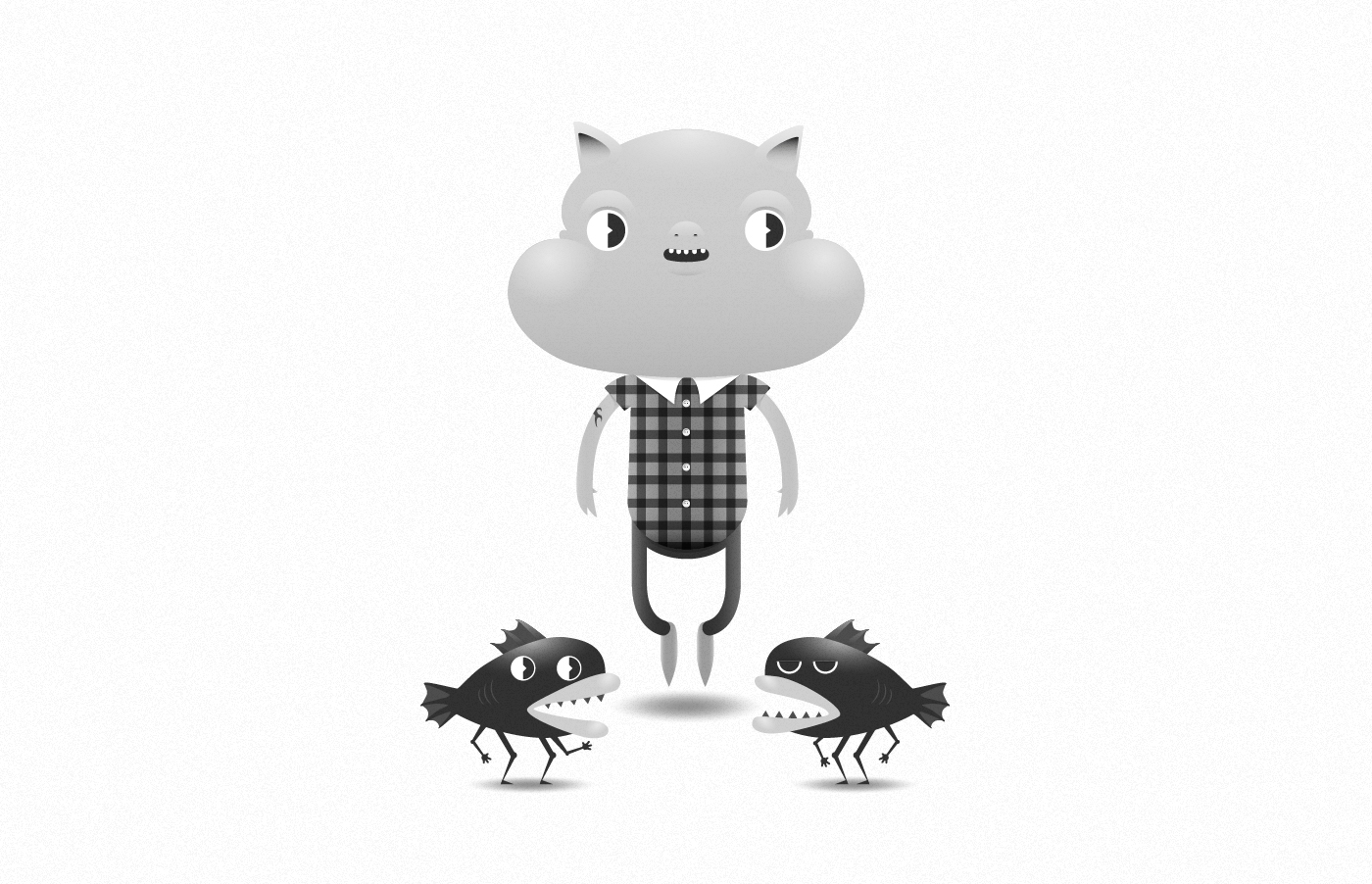 Fun funny characters Black&white vector