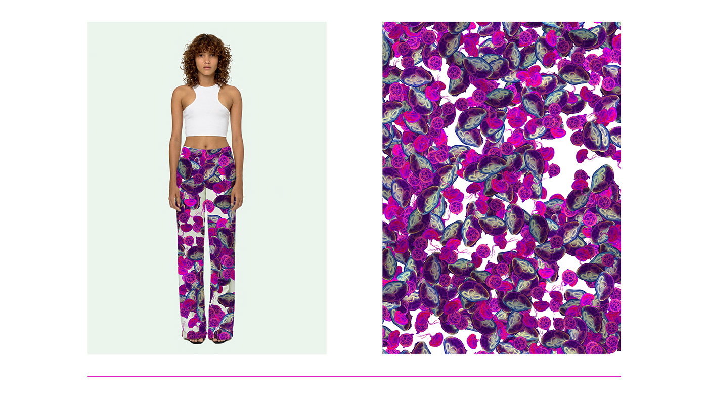 digital illustration fashion design jellyfish Medusas moda Patrones pattern design  Patterns swimwear