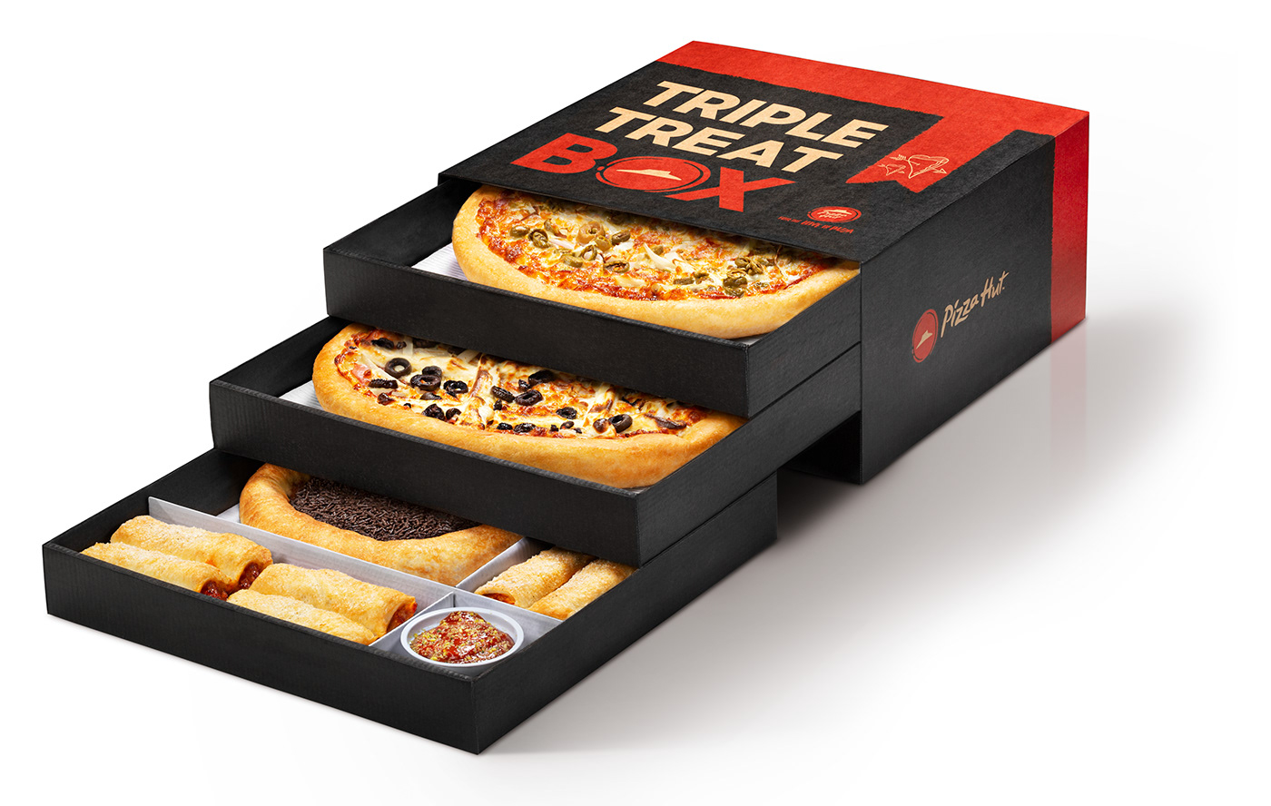 alimento calabresa foodstyling franquia gastronomia hut photo product Pizza Pizza Hut triple box