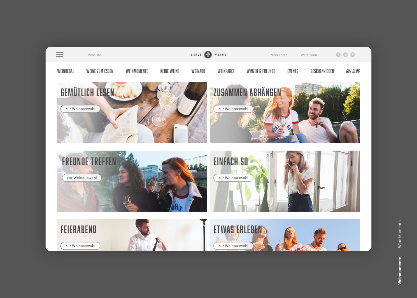 Online shop wine Responsive Webdesign e-commerce wein filter ux/ui