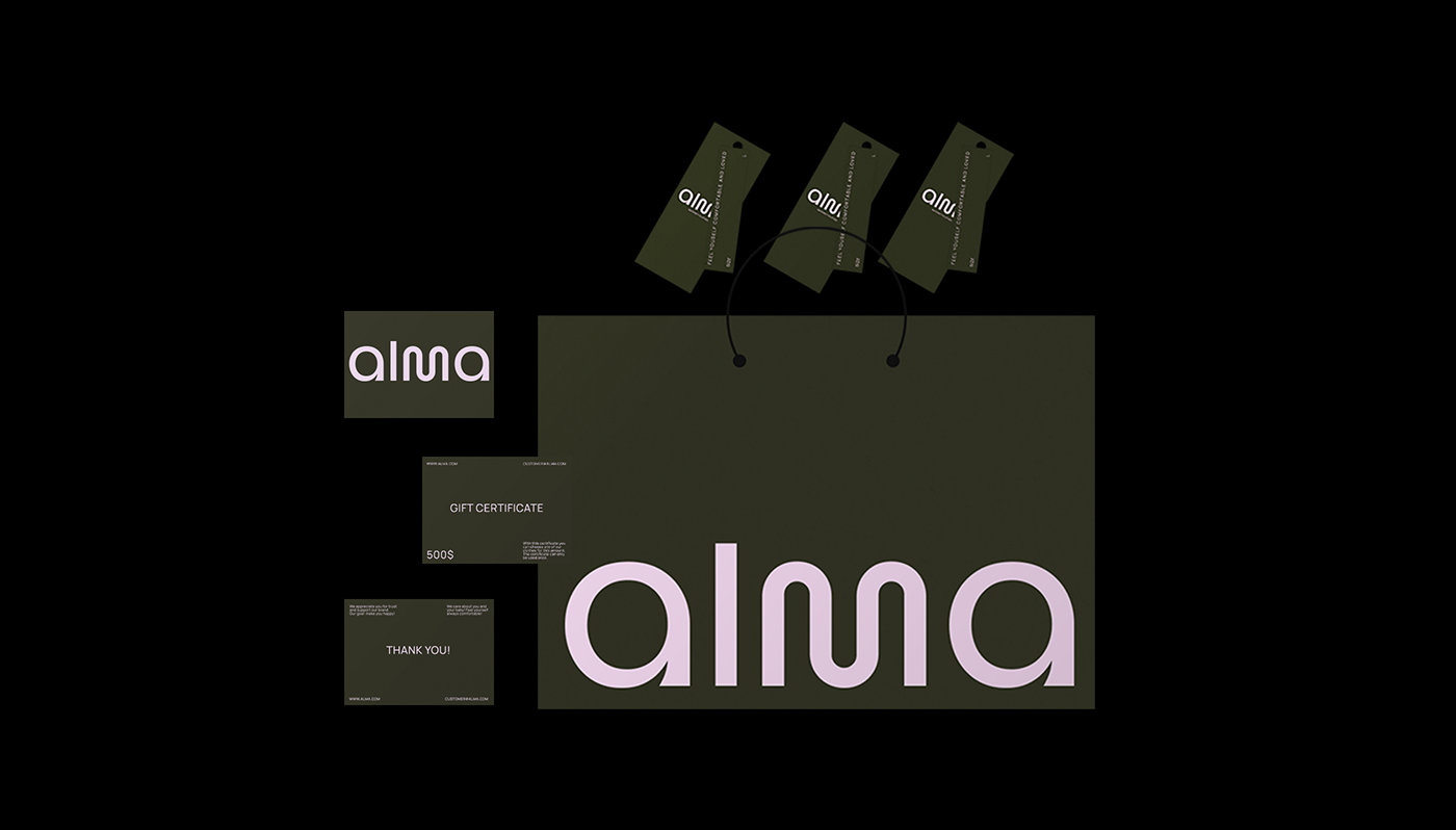 Brand identity design for maternity clothing brand Alma