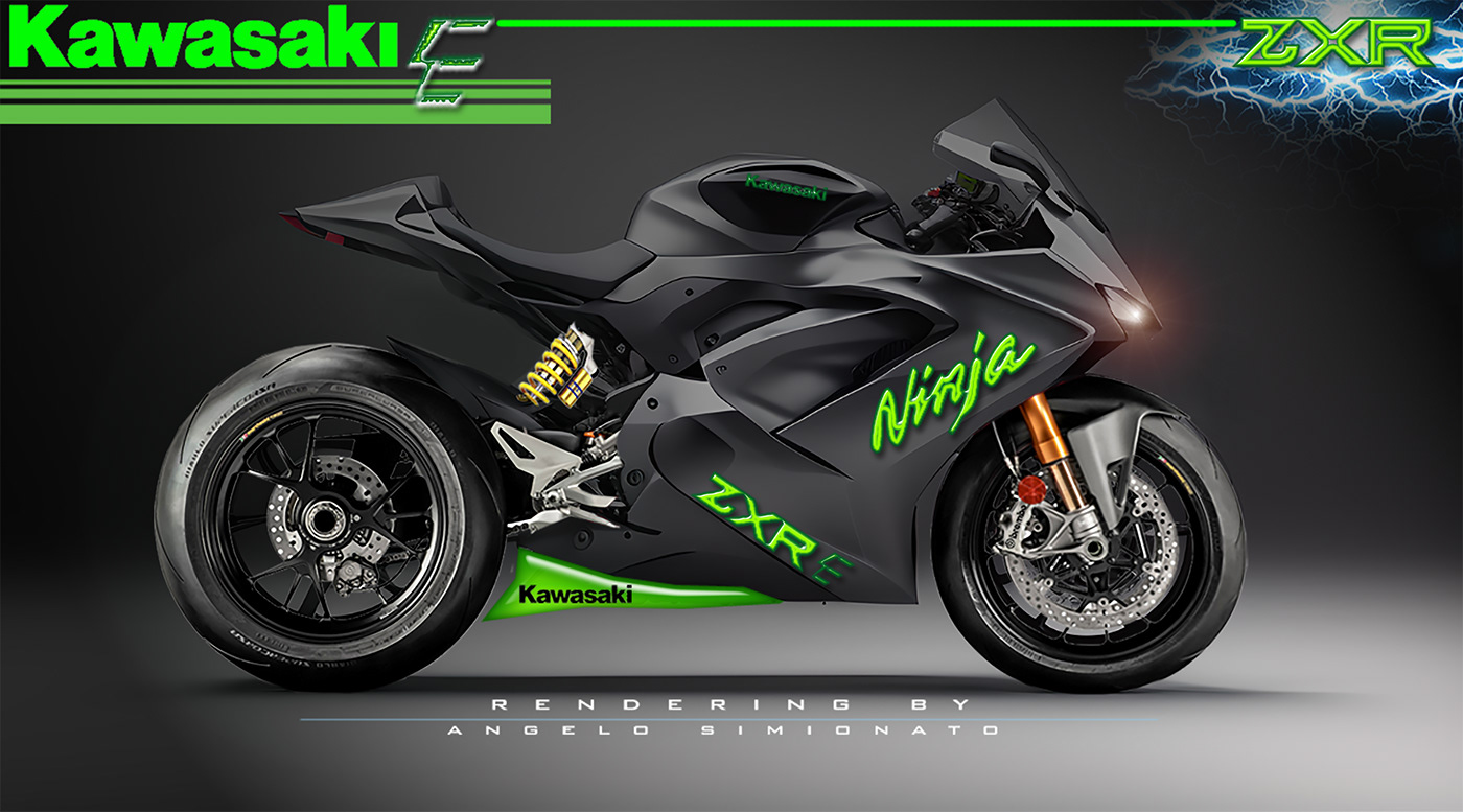 motorcycle motorbike Racing motogp Kawasaki motorcycle design ninja desing rendering motoe